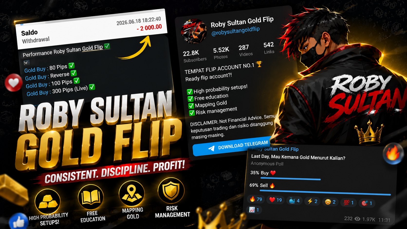 Roby Sultan Gold Flip