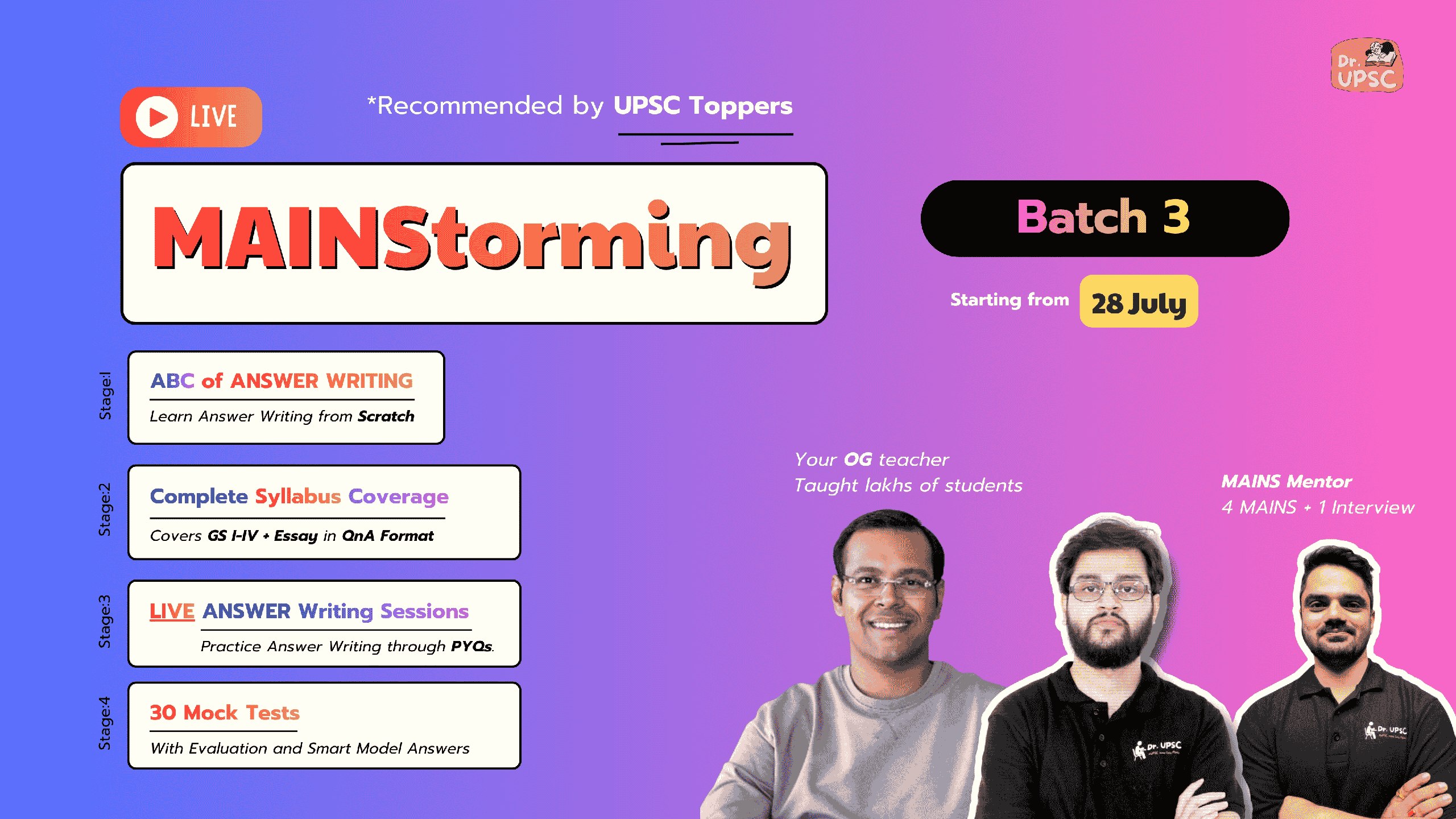 Dr. UPSC - 🔥Answer Writing 2027 | Free Mentorship by Dr. UPSC