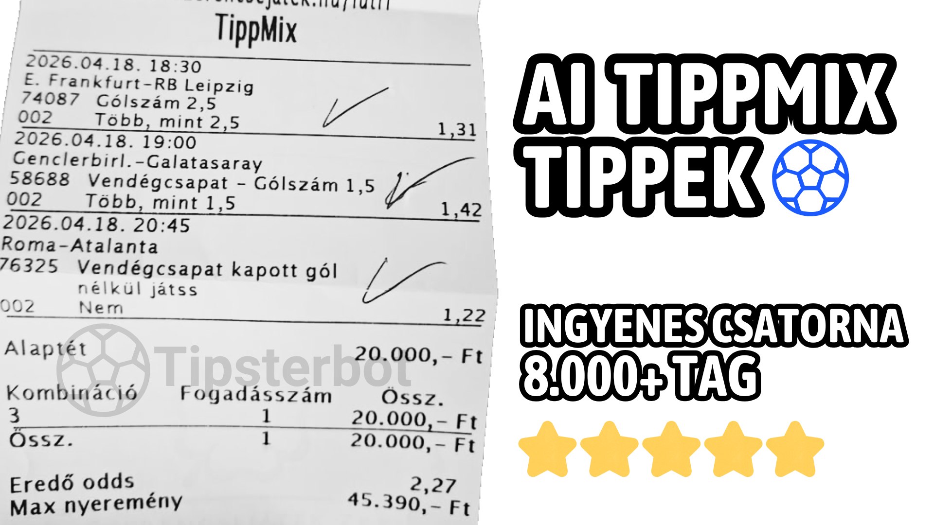 Tipsterbot.hu - Ingyen AI Tippmix Tippek🤖🍀⚽️