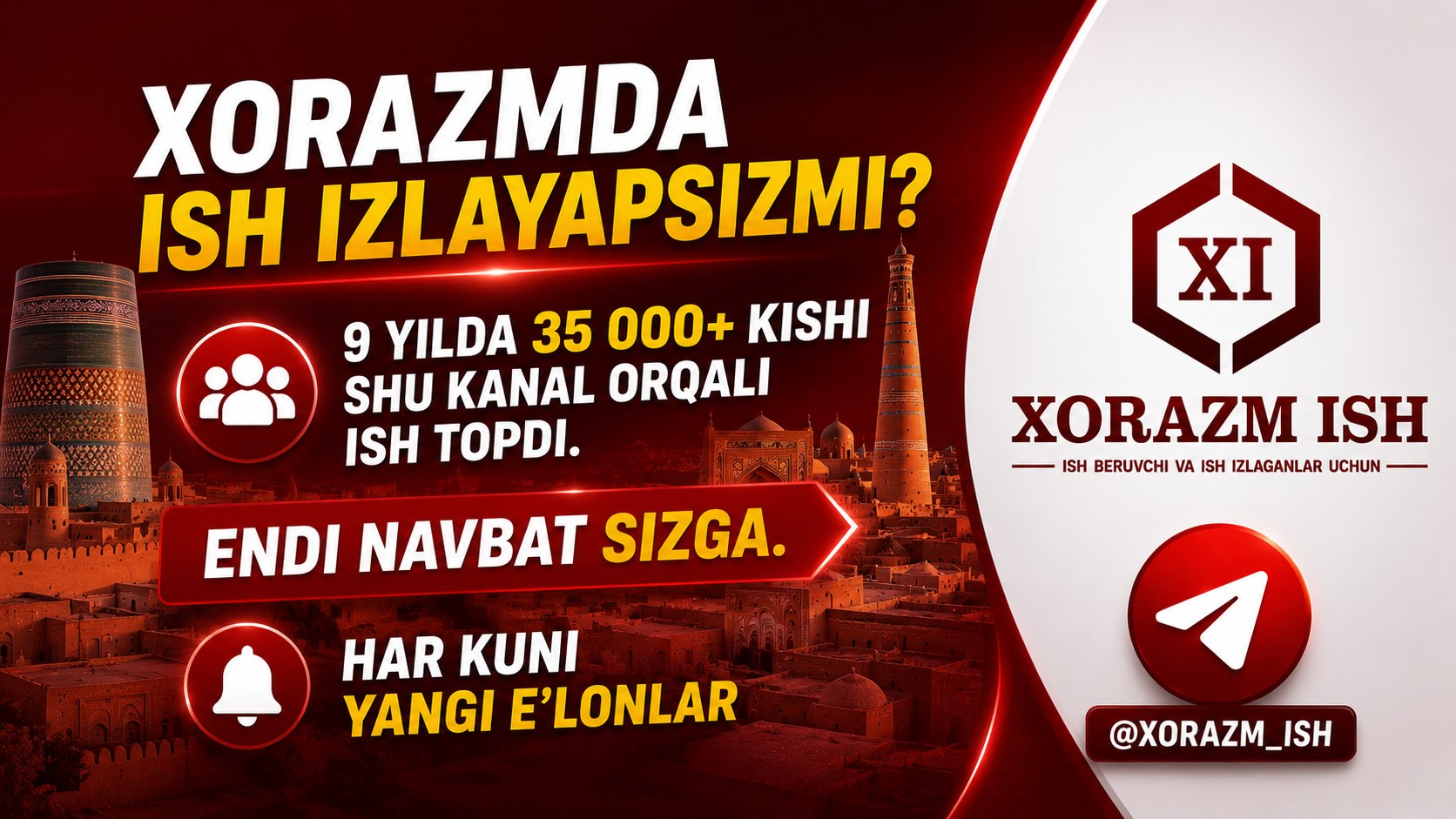 Xorazm ish | Rasmiy kanali